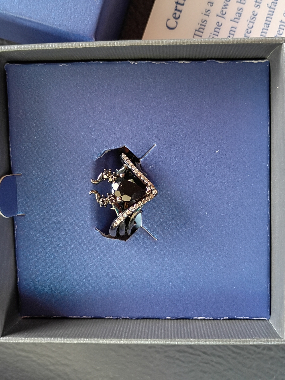 Disney Black and Clear Crystal Crown Brooch